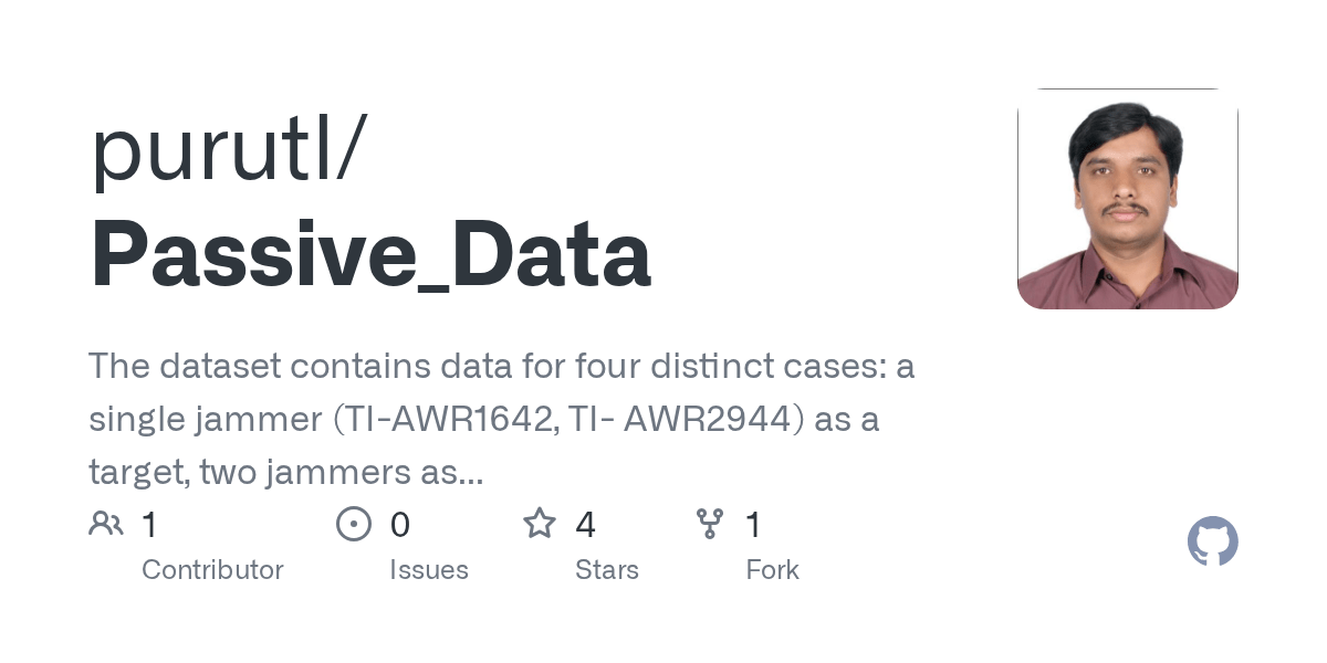 GitHub purutl/Passive_Data The dataset contains data for four