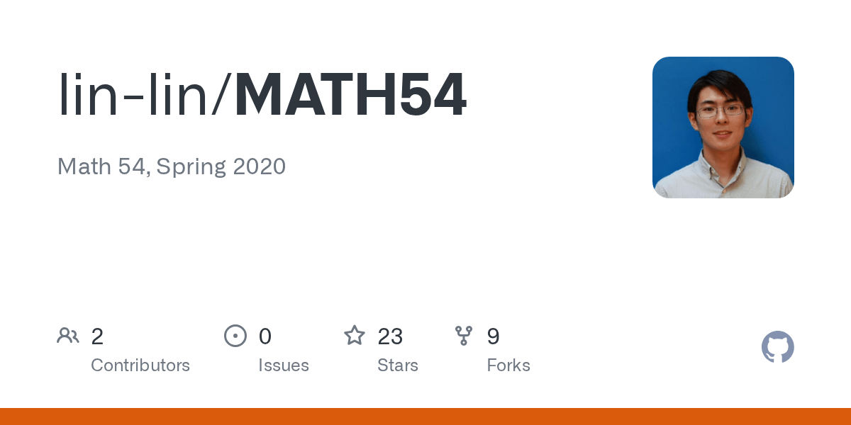 GitHub linlin/MATH54 Math 54, Spring 2020