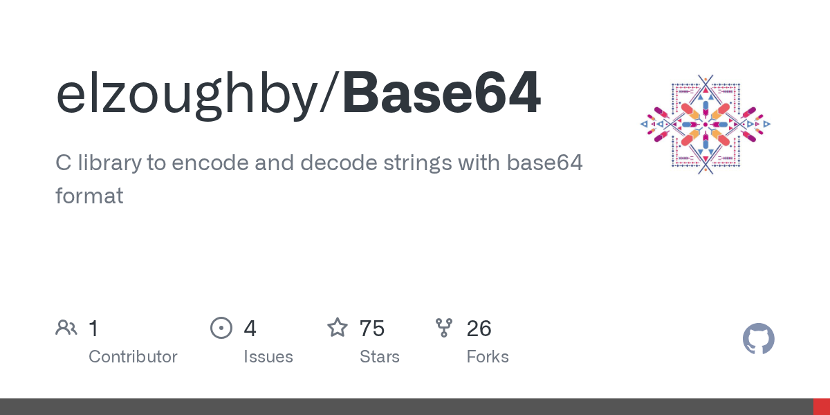 GitHub elzoughby/Base64 C library to encode and decode strings with