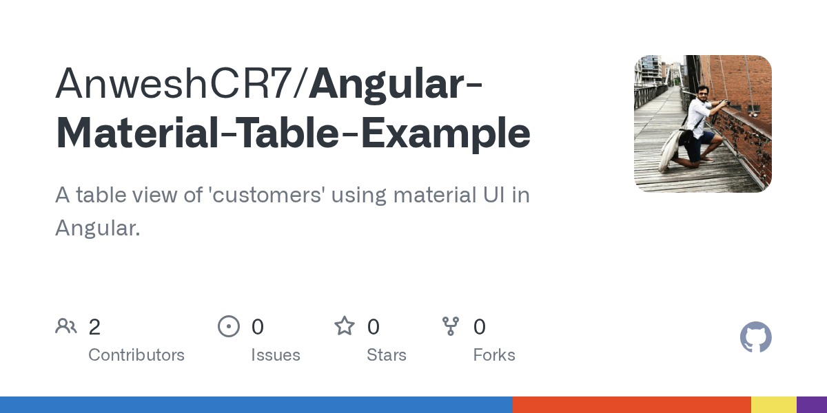 GitHub AnweshCR7/AngularMaterialTableExample A table view of