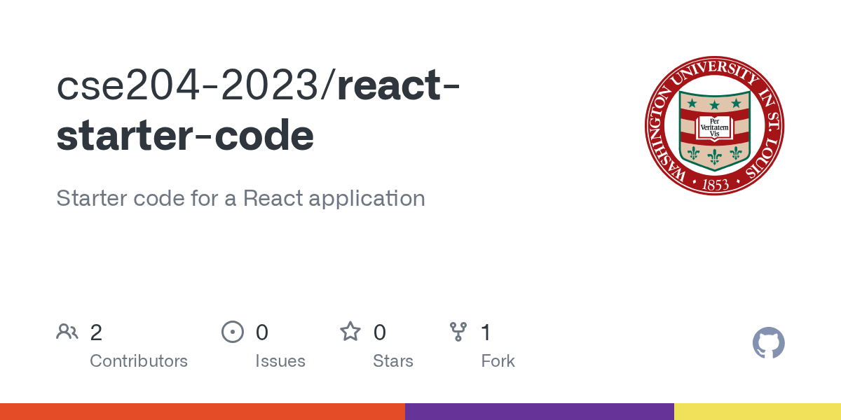 GitHub cse2042023/reactstartercode Starter code for a React