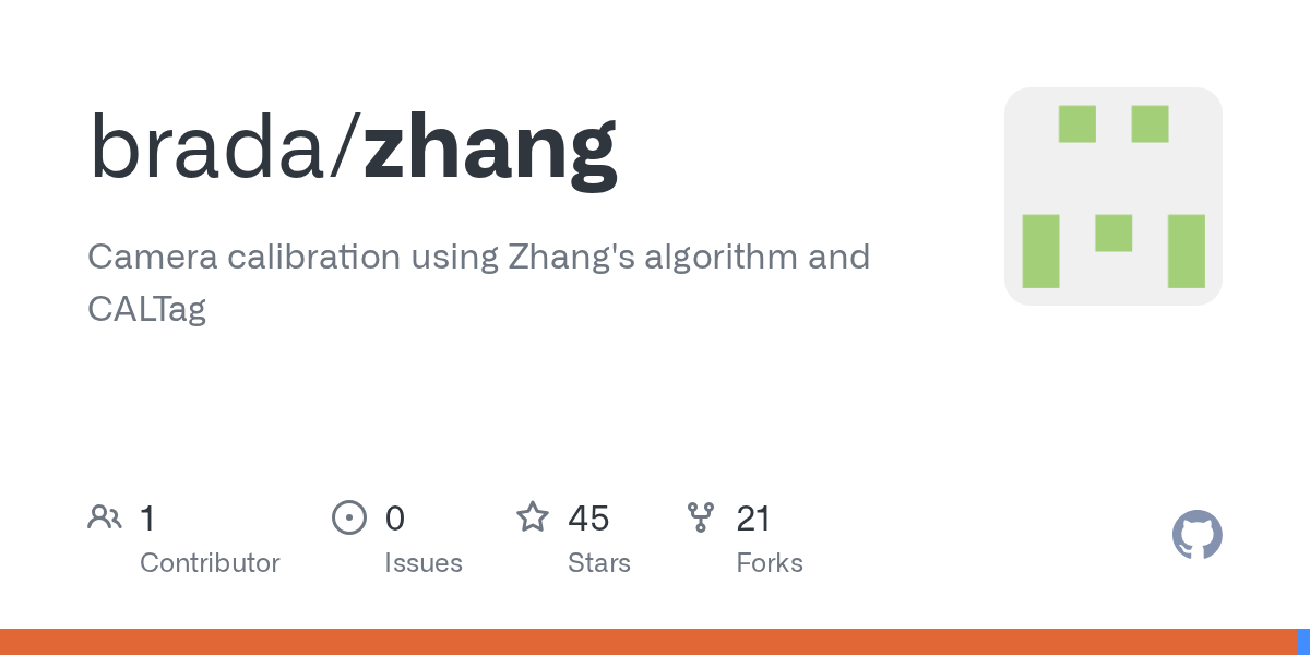 GitHub brada/zhang Camera calibration using Zhang's algorithm and CALTag
