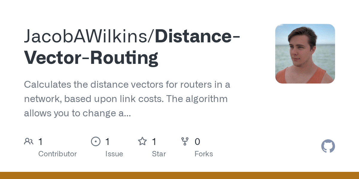 GitHub JacobAWilkins/DistanceVectorRouting Calculates the distance