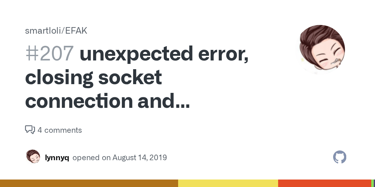unexpected error, closing socket connection and attempting reconnect