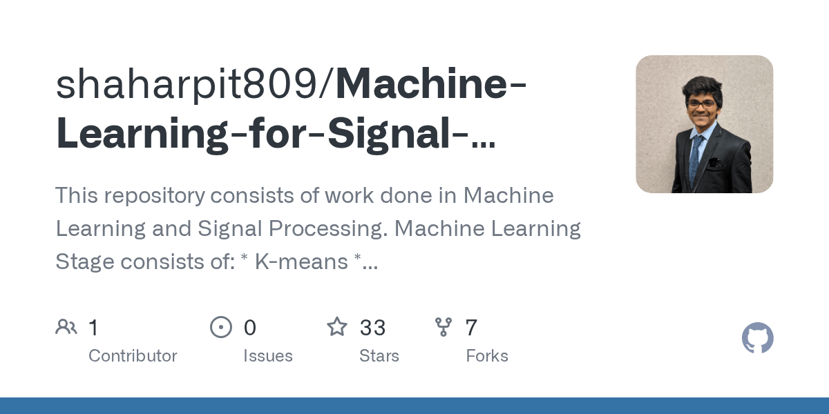 GitHub shaharpit809/MachineLearningforSignalProcessing This
