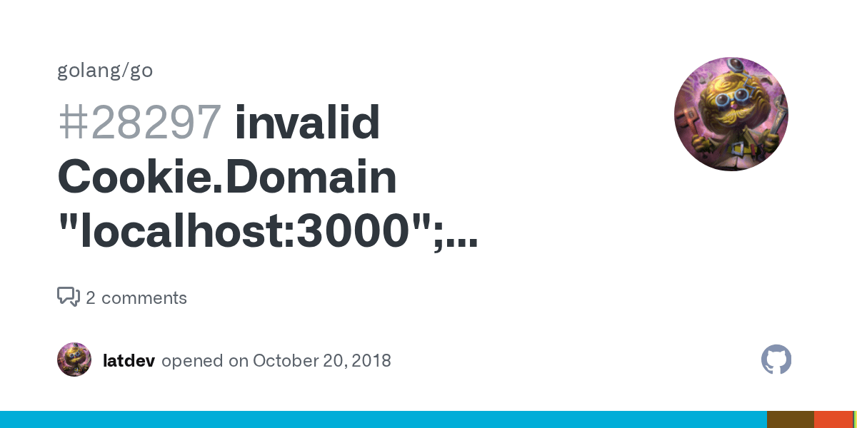 invalid Cookie.Domain "localhost3000"; dropping domain attribute