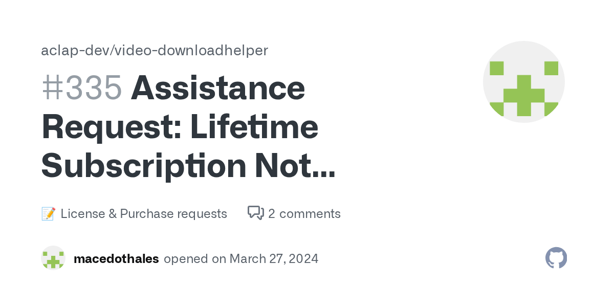 Assistance Request: Lifetime Subscription Not Recognized on New 