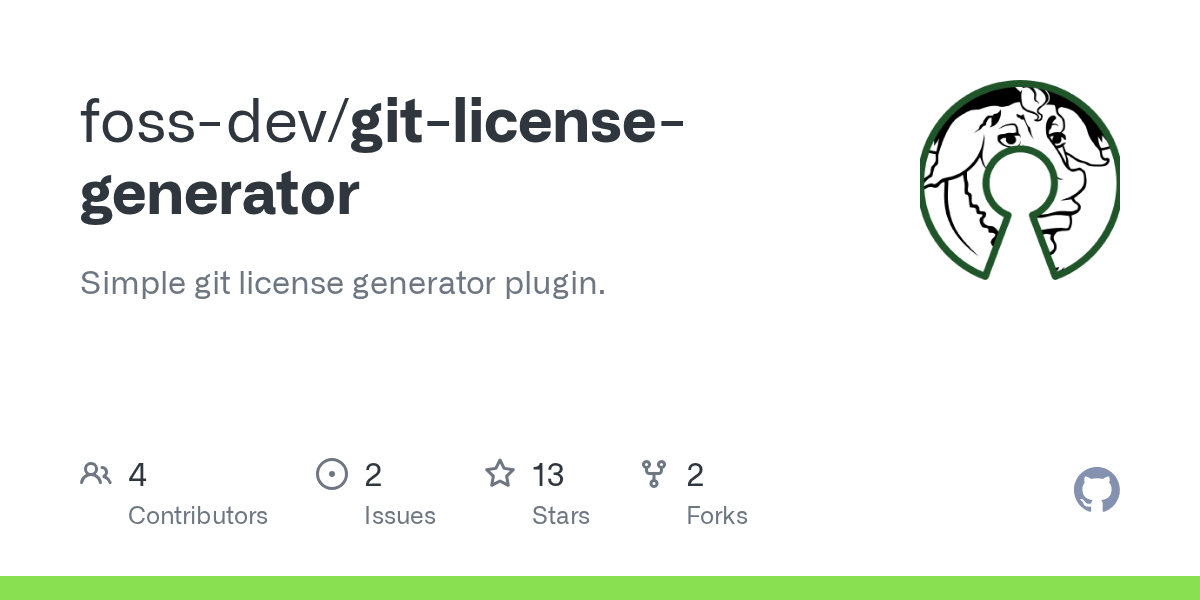 GitHub fossdev/gitlicensegenerator Simple git license generator plugin.