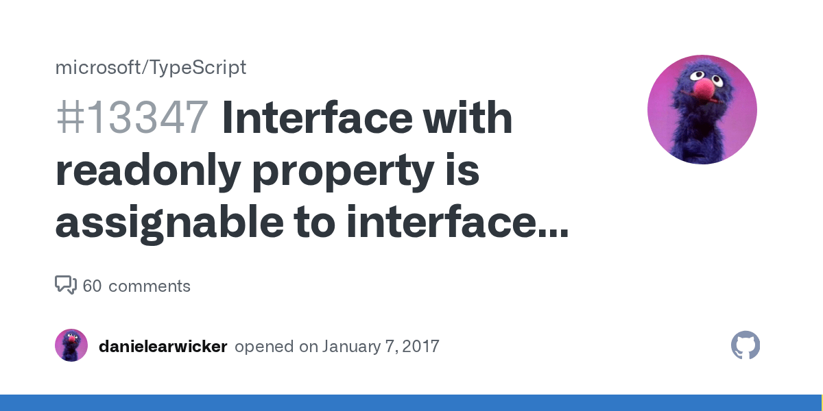 Interface with readonly property is assignable to interface with