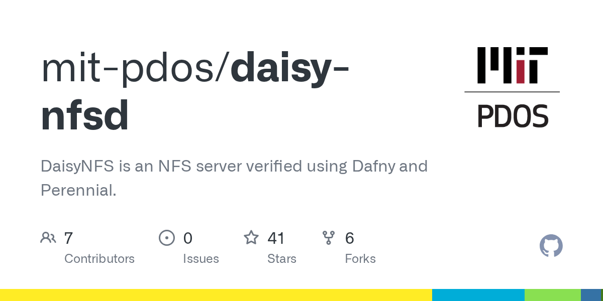 GitHub mitpdos/daisynfsd DaisyNFS is an NFS server verified using