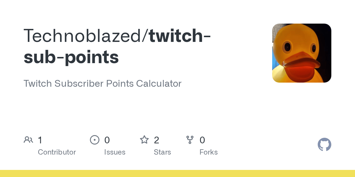 GitHub Technoblazed/twitchsubpoints Twitch Subscriber Points