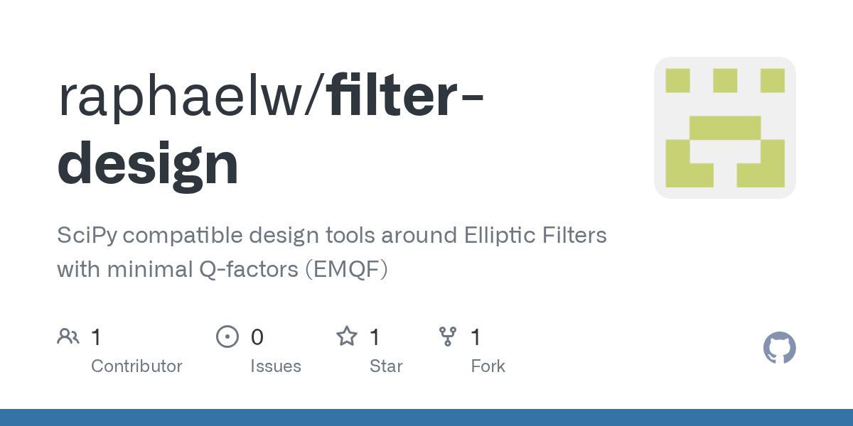 GitHub raphaelw/emqffilterdesign SciPy compatible design tools for
