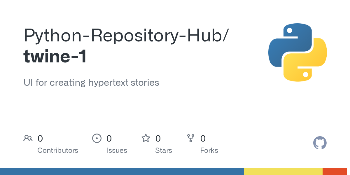 GitHub PythonRepositoryHub/twine1 UI for creating hypertext stories