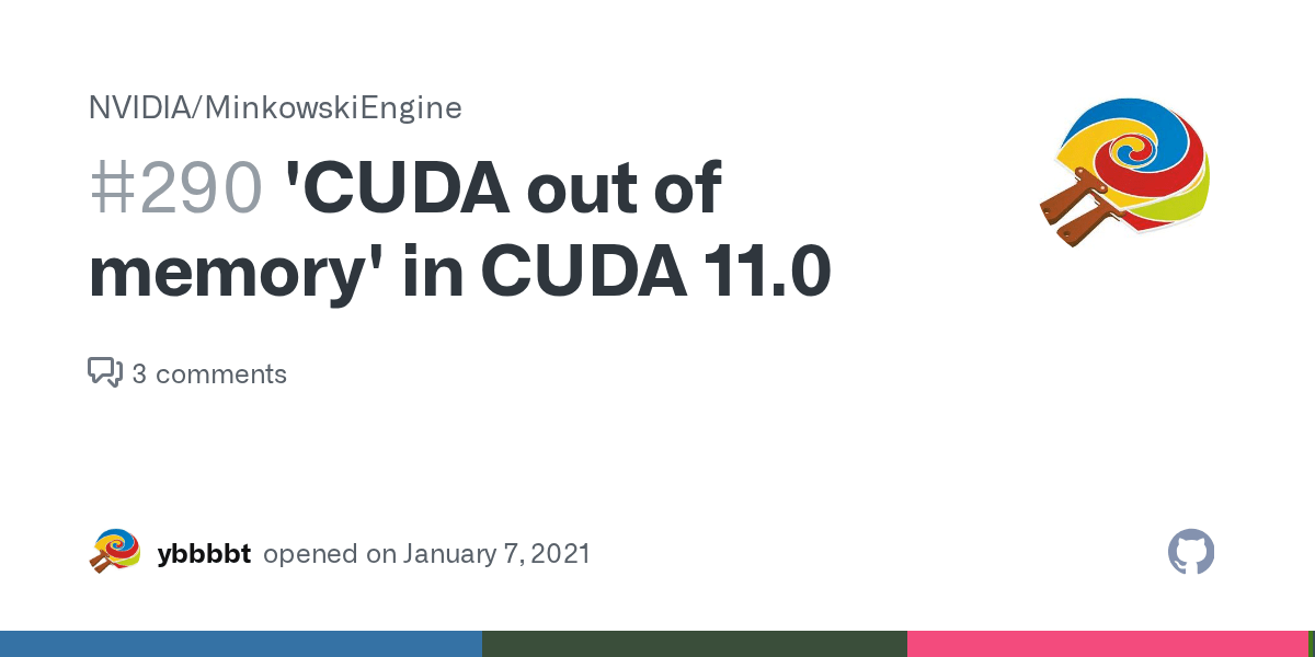 'CUDA out of memory' in CUDA 11.0 · Issue 290 · NVIDIA/MinkowskiEngine
