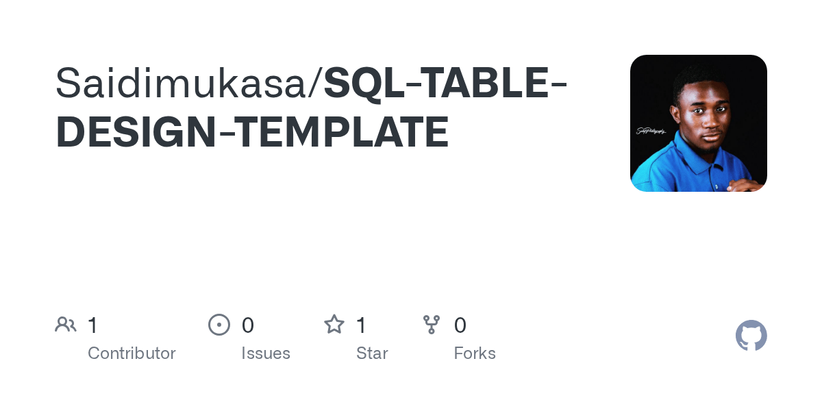 GitHub Saidimukasa/SQLTABLEDESIGNTEMPLATE