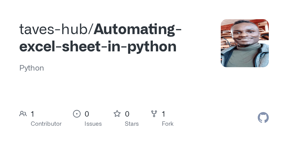 GitHub taveshub/Automatingexcelsheetinpython Python