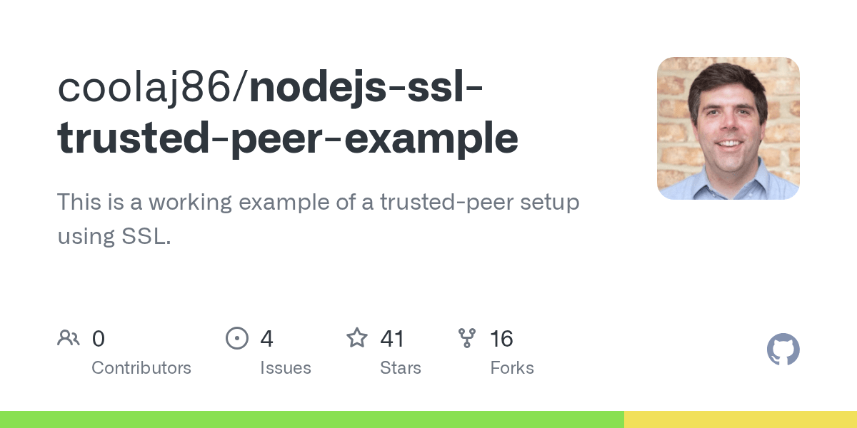 GitHub coolaj86/nodejsssltrustedpeerexample This is a working