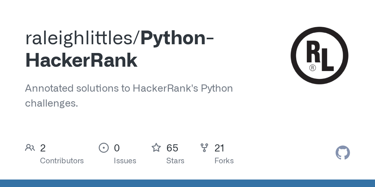 GitHub raleighlittles/PythonHackerRank Annotated solutions to