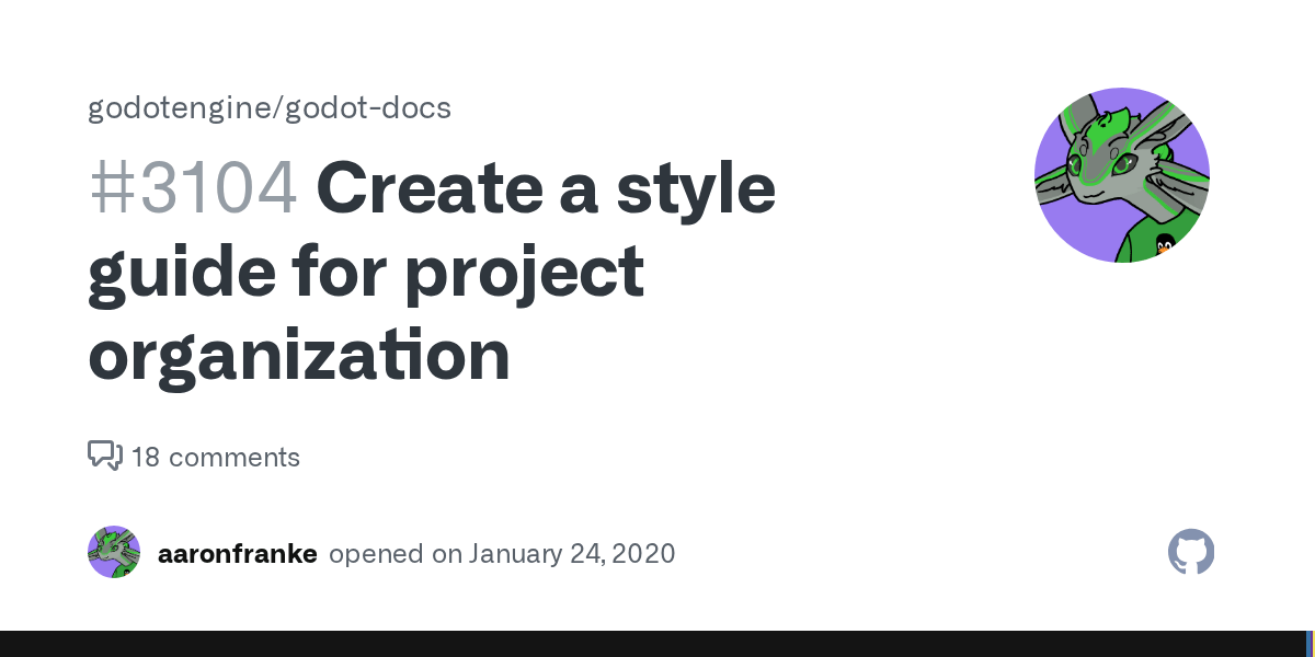 Create a style guide for project organization · Issue 3104