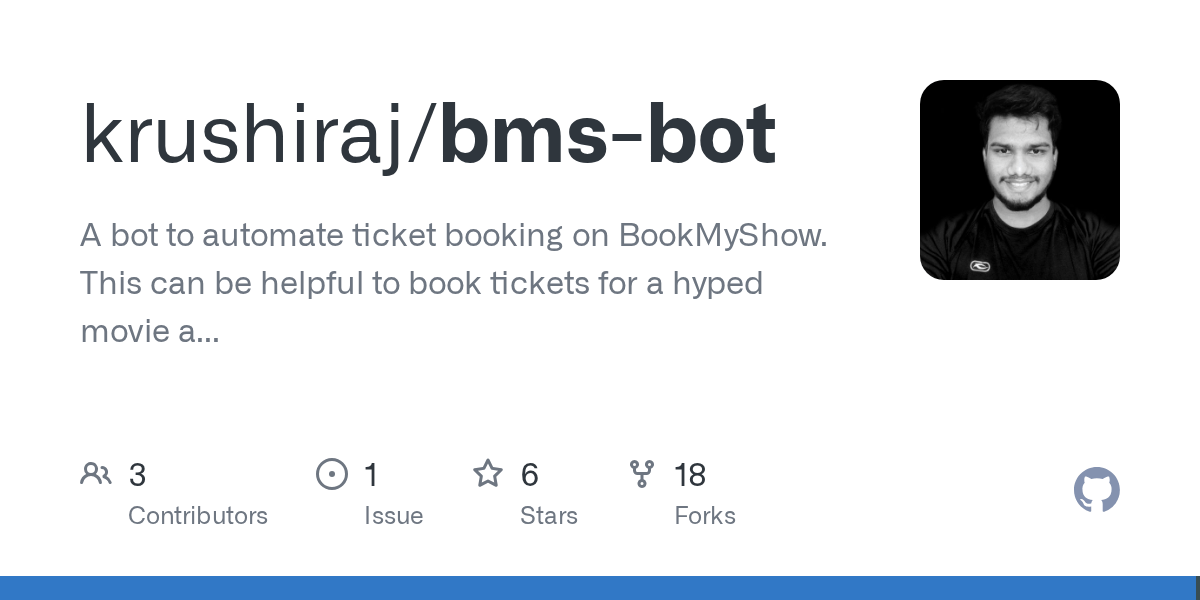 GitHub krushiraj/bmsbot A bot to automate ticket booking on