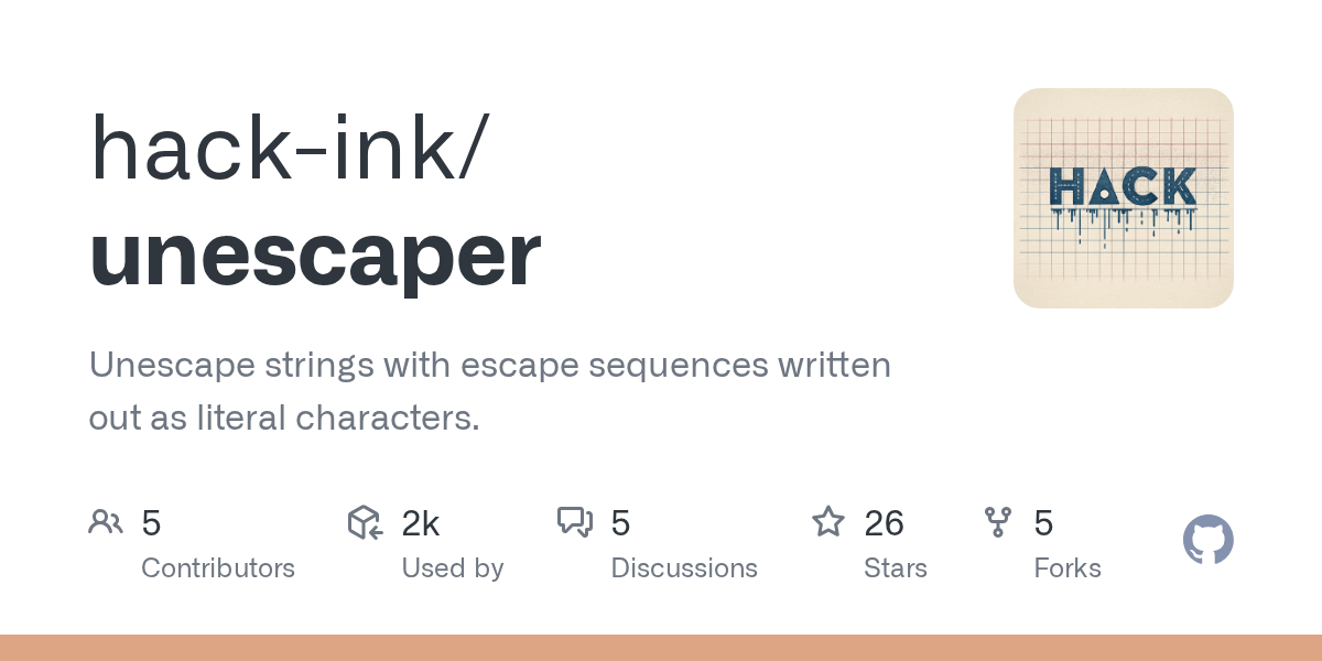 GitHub hackink/unescaper Unescape strings with escape sequences