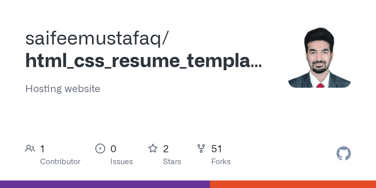 GitHub saifeemustafaq/html_css_resume_template Hosting website