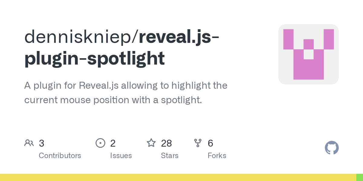 GitHub denniskniep/reveal.jspluginspotlight A plugin for Reveal.js