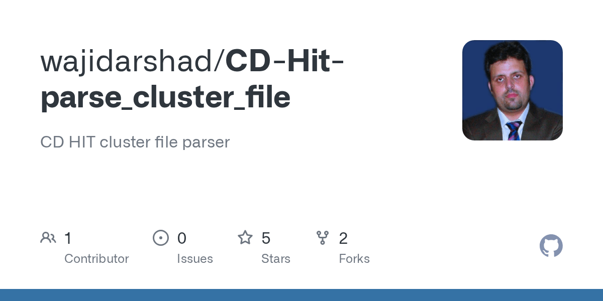 GitHub wajidarshad/CDHitparse_cluster_file CD HIT cluster file parser