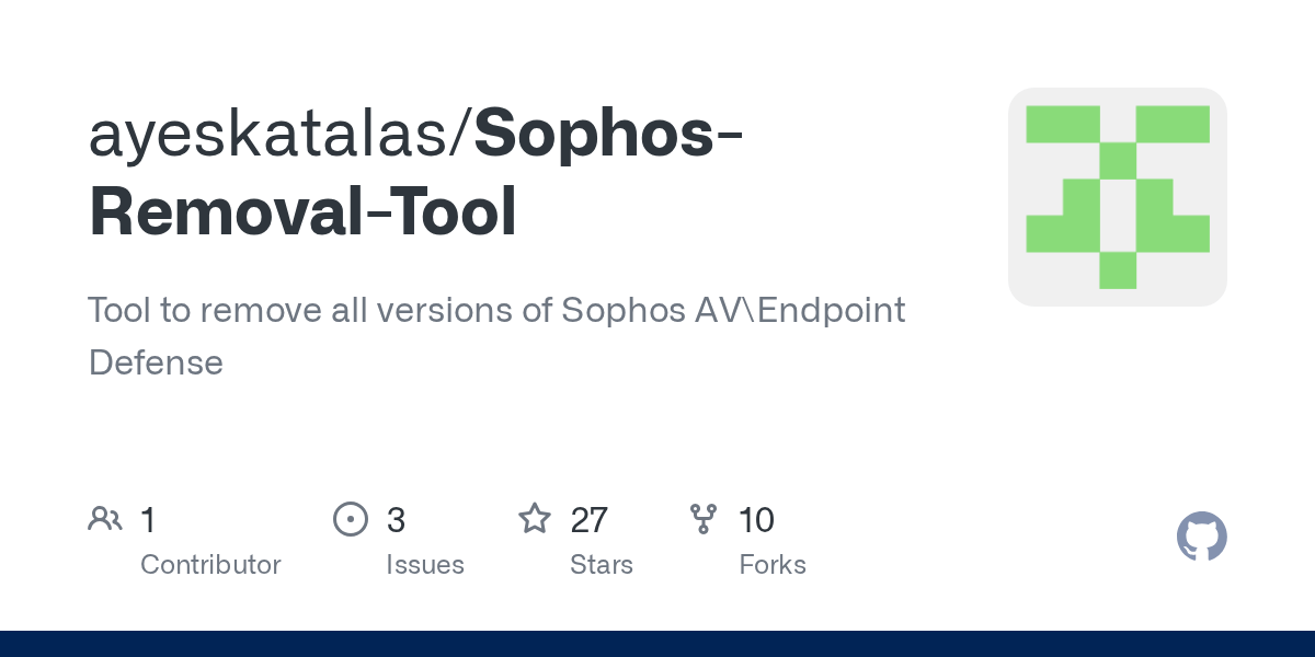 GitHub ayeskatalas/SophosRemovalTool Tool to remove all versions