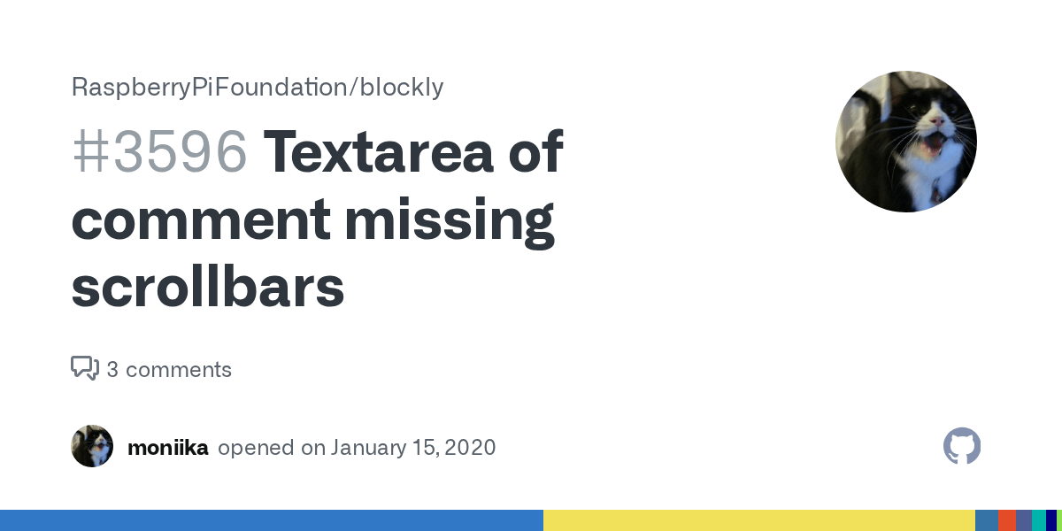 Textarea of comment missing scrollbars · Issue 3596 · google/blockly