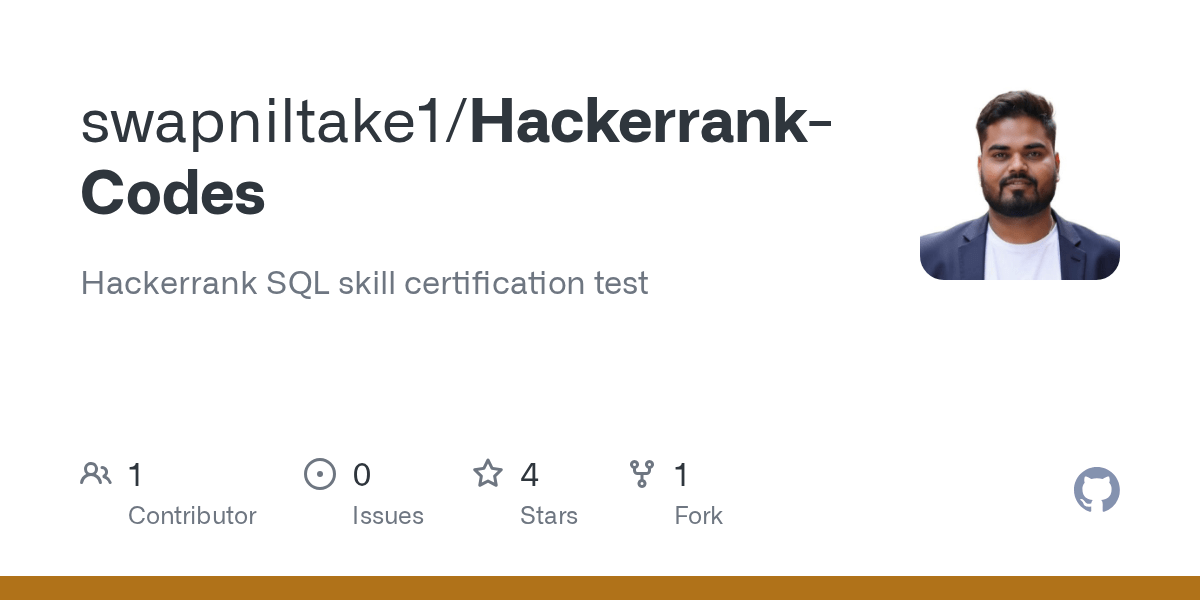 GitHub swapniltake1/HackerrankCodes Hackerrank SQL skill