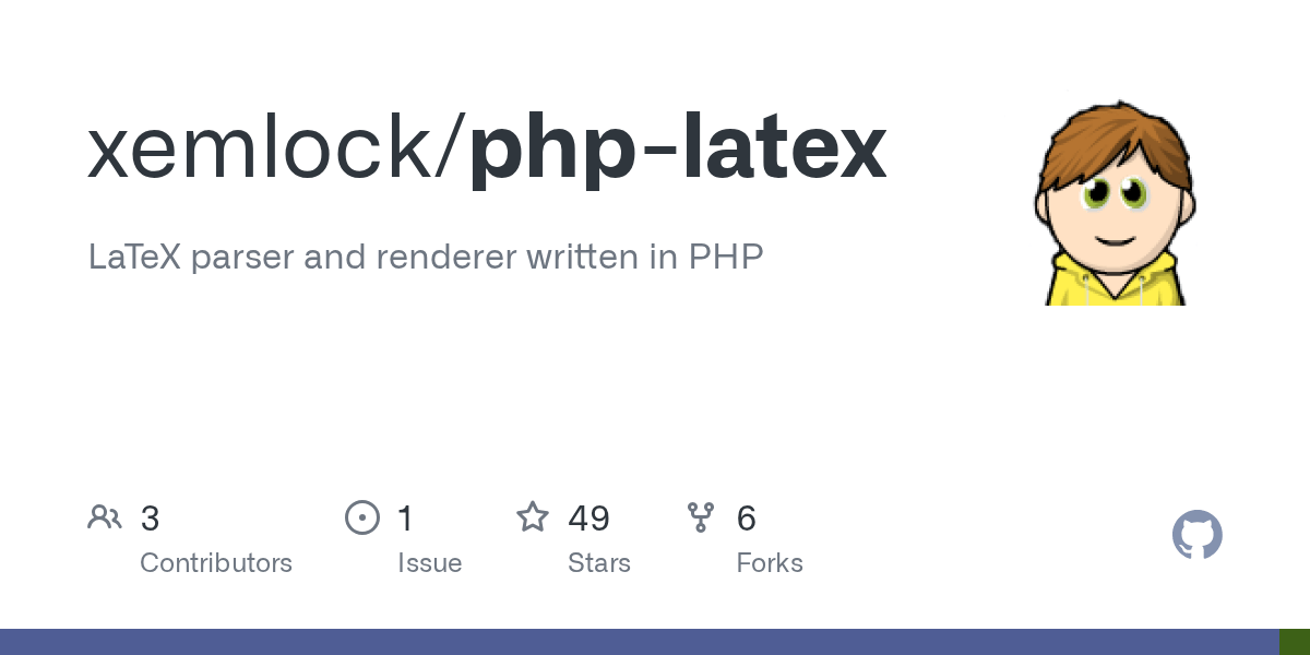 GitHub xemlock/phplatex LaTeX parser and renderer written in PHP