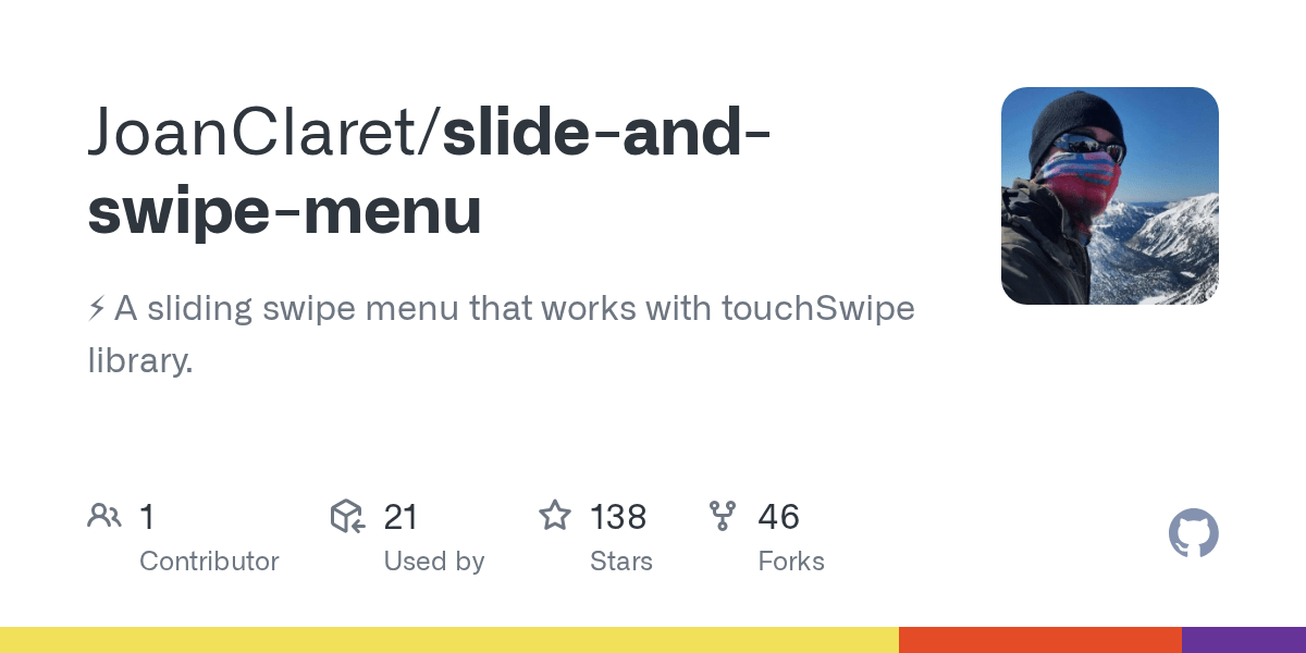 GitHub JoanClaret/slideandswipemenu A sliding swipe menu that