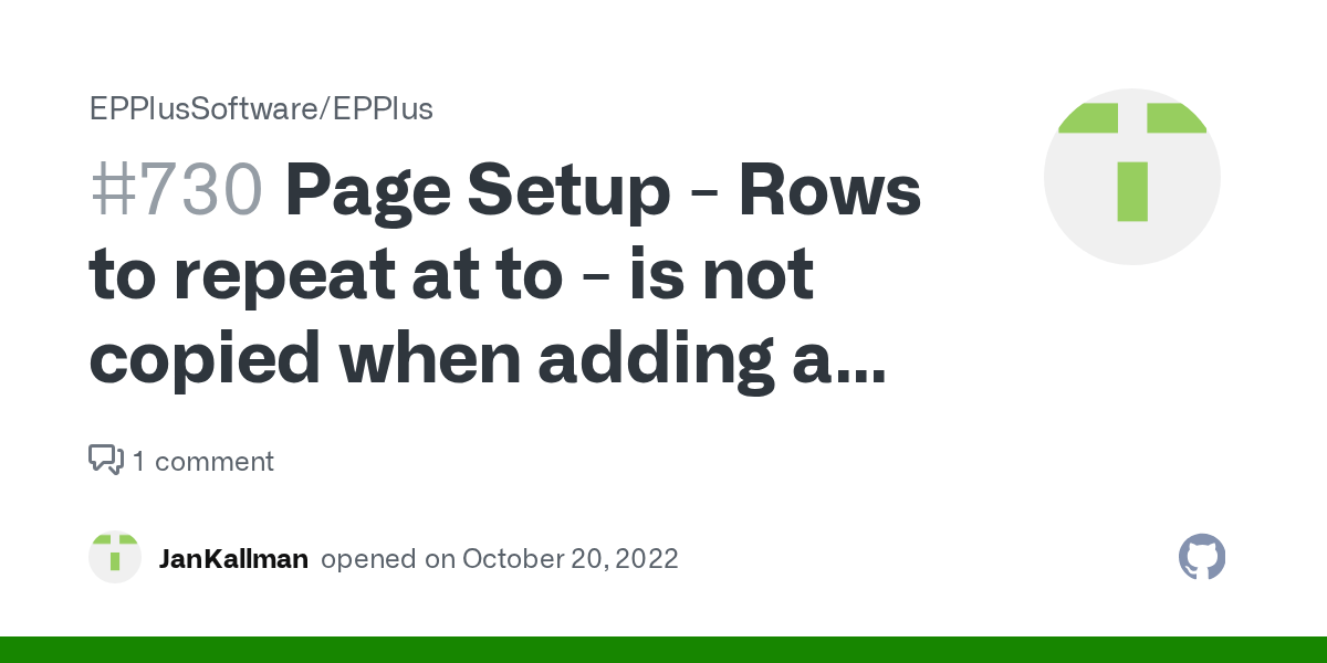 Page Setup Rows to repeat at to is not copied when adding a