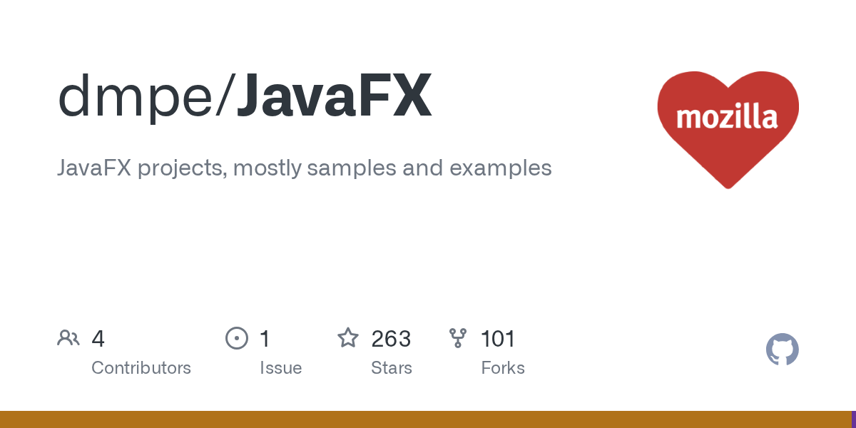 GitHub dmpe/JavaFX JavaFX projects, mostly samples and examples