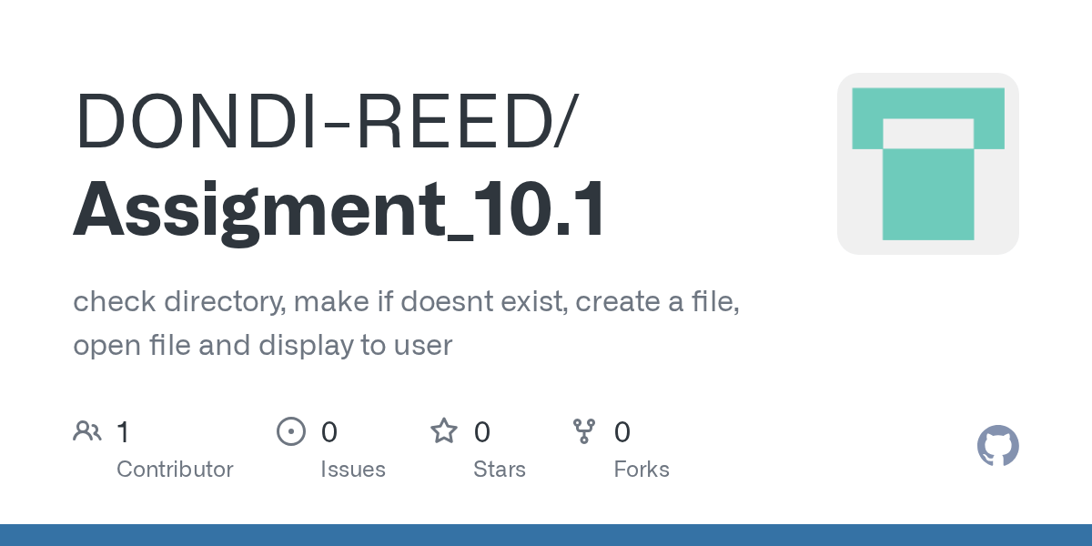 GitHub DONDIREED/Assigment_10.1 check directory, make if doesnt