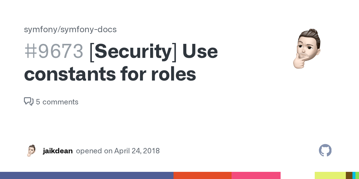 [Security] Use constants for roles · Issue 9673 · symfony/symfonydocs