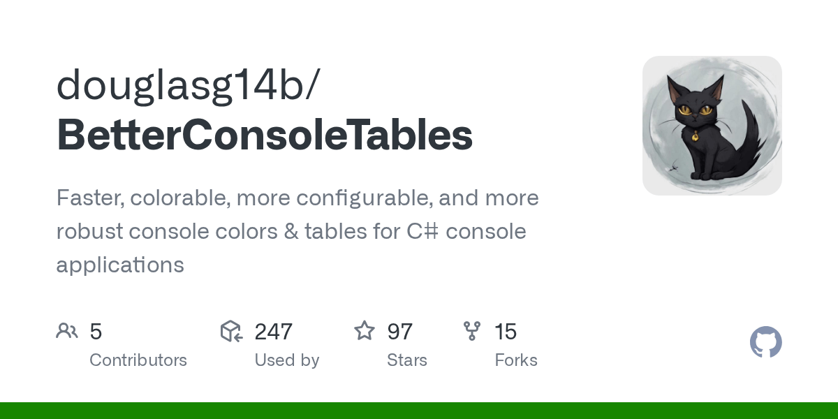 GitHub douglasg14b/BetterConsoleTables Faster, colorable, more