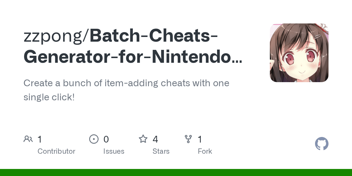 GitHub zzpong/BatchCheatsGeneratorforNintendoSwitch Create a