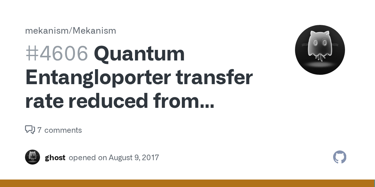 Quantum Entangloporter transfer rate reduced from infinite to 20,000 rf