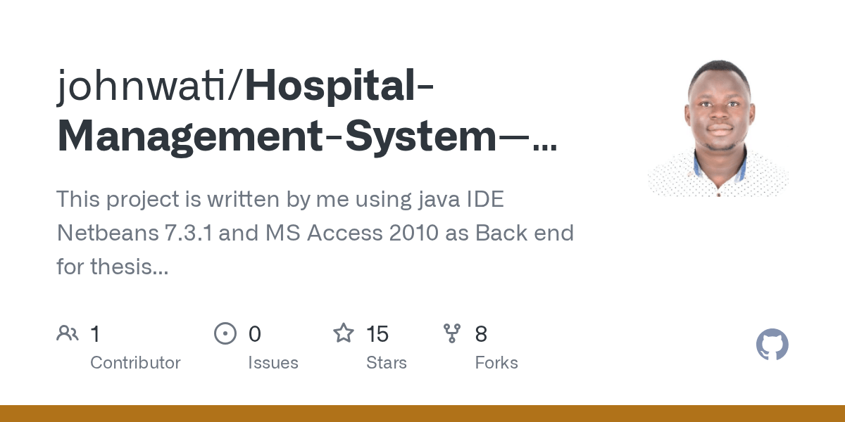 GitHub johnwati/HospitalManagementSystemJavaMSAccess This