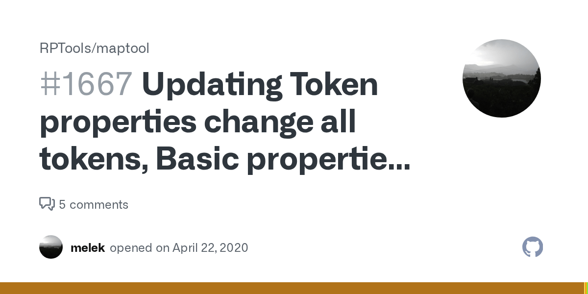 Updating Token properties change all tokens, Basic properties updates