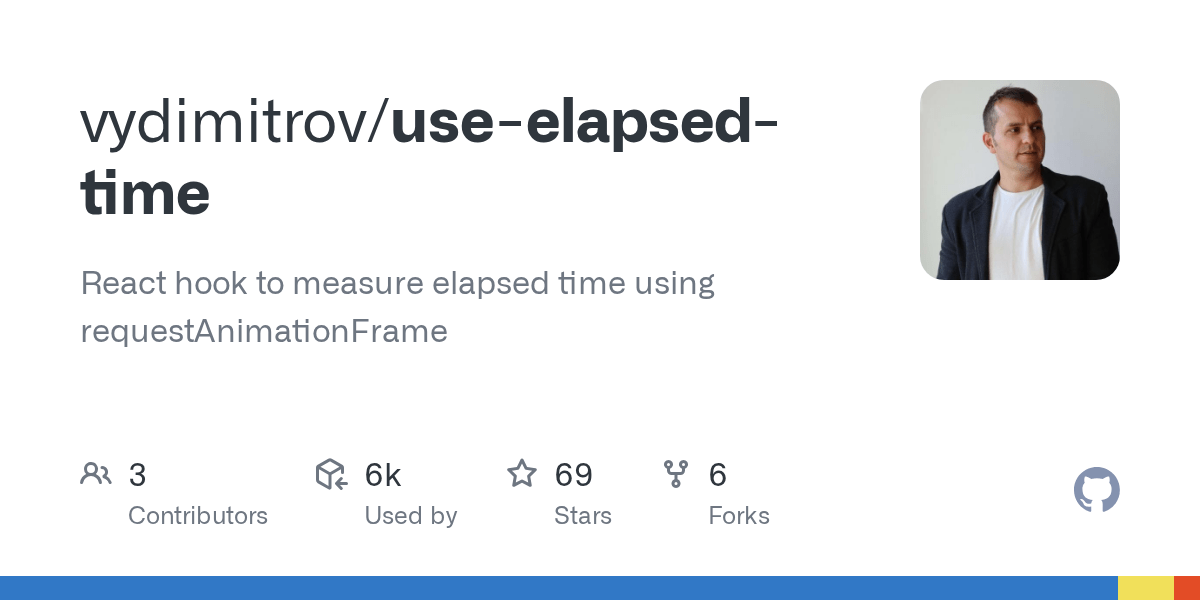 GitHub vydimitrov/useelapsedtime React hook to measure elapsed time using requestAnimationFrame