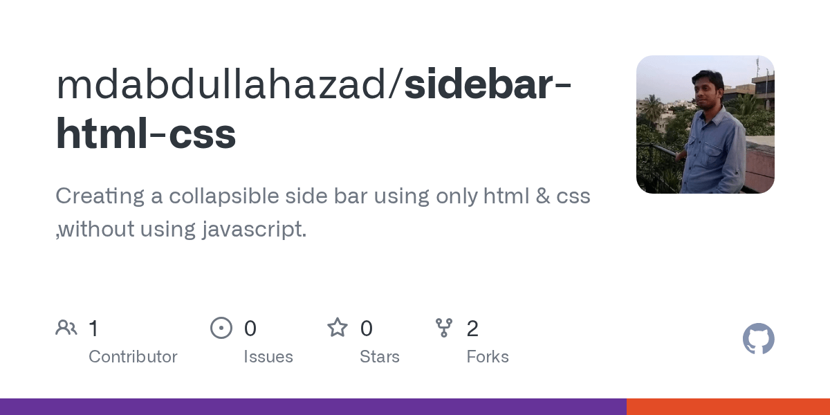 GitHub mdabdullahazad/sidebarhtmlcss Creating a collapsible side bar using only html & css