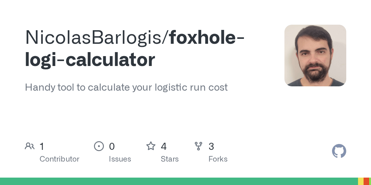 GitHub NicolasBarlogis/foxholelogicalculator Handy tool to