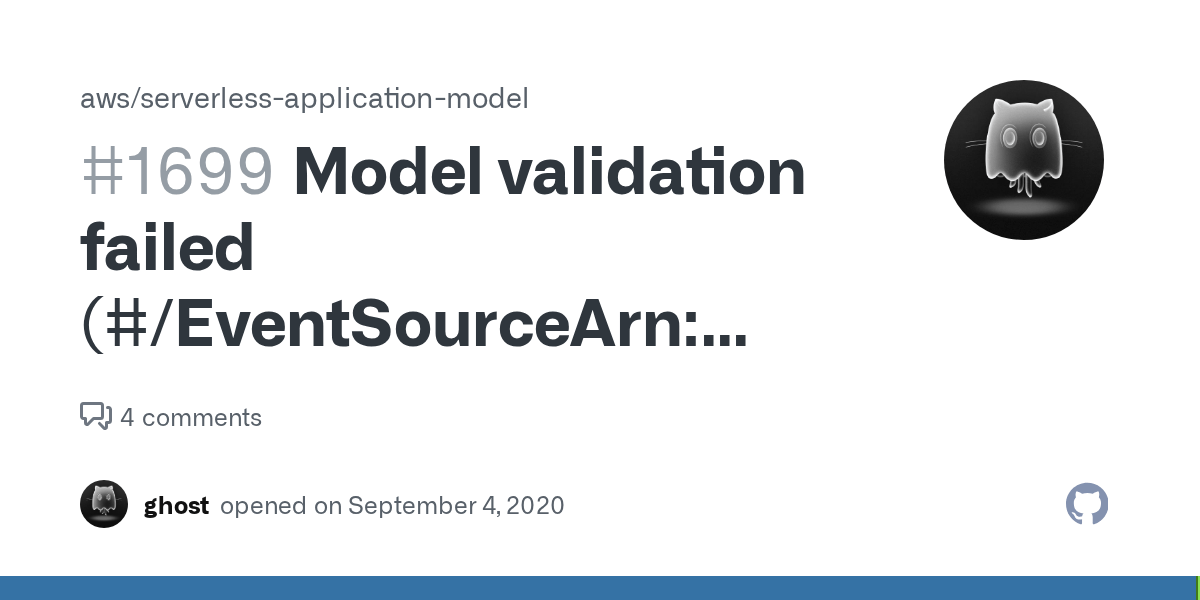 Model validation failed (/EventSourceArn failed validation constraint