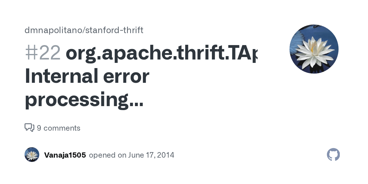 org.apache.thrift.TApplicationException Internal error processing get