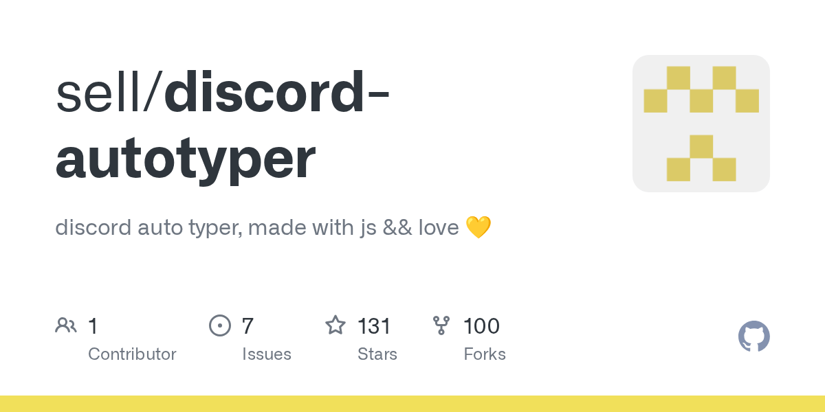 GitHub sell/discordautotyper discord auto typer, made with js && love 💛