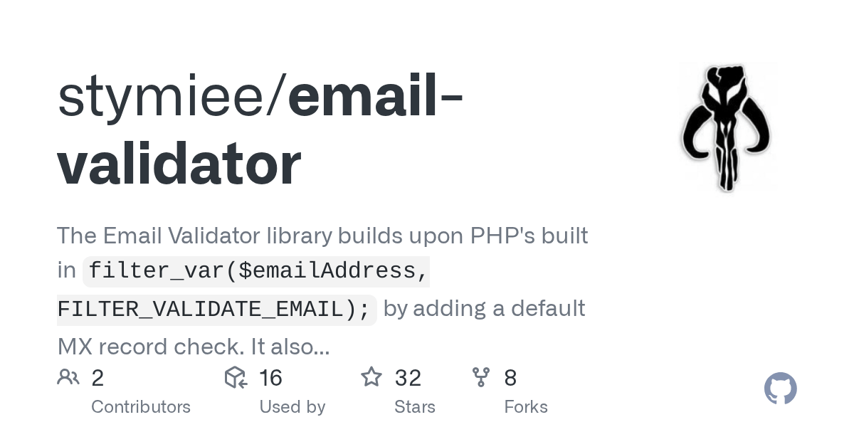 GitHub stymiee/emailvalidator The Email Validator library builds