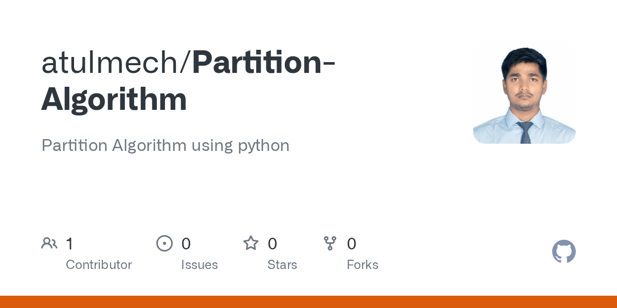 GitHub atulmech/PartitionAlgorithm Partition Algorithm using python